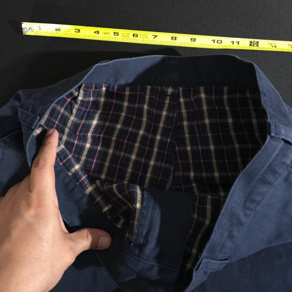 L.L. Bean Flannel Lined Chinos Men 32x32 Navy Blue Natural Fit Cotton Pants WT63